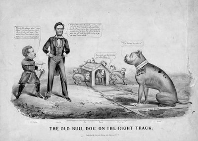Vanha härkäkoira oikealla tiellä, julkaisija Currier & Ives, New York, 1864 tekijältä American School