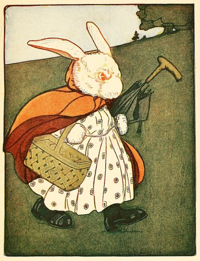 Sitten vanha rouva Rabbit… meni puun läpi leipurille, elokuvasta The Tale of Peter Rabbit, 1916. tekijältä American School