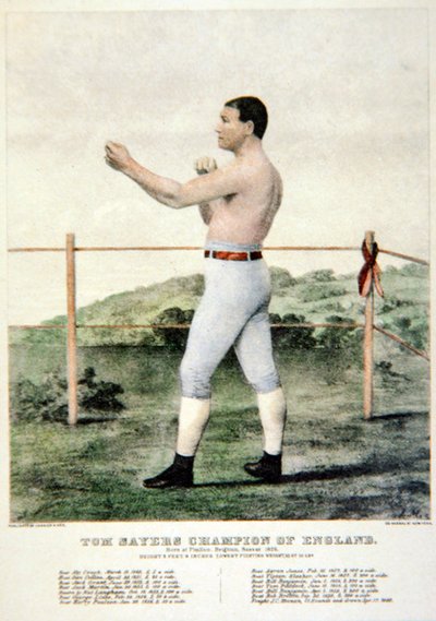 Tom Sayers, Currier & Ivesin vedoksesta (värilitografia). tekijältä American School