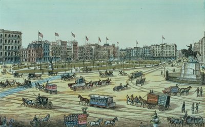 Union Square ja Fourteenth Street to Seventeenth Street, sarjasta 48 Views of New York and Environs, pubi. kirjoittanut Charles Magnus tekijältä American School
