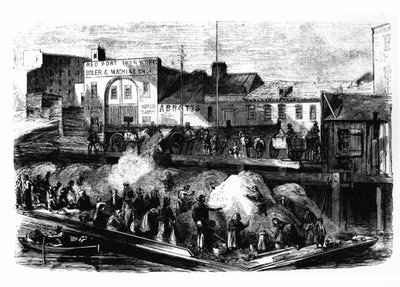 Kulkurit poimivat riepuja myytäväksi Beach Streetin kaatopaikalta New Yorkista, n. 1870 tekijältä American School