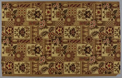 Tapetti, kuvio, n. 1885. Painettu paperi tekijältä American School