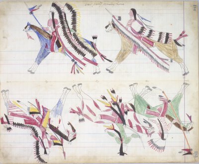 Sotajuhlat tulossa kotiin, kuvitus Black Horse Ledgeristä, 1877-79 (kynä ja värikynä paperilla) tekijältä American School