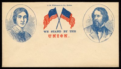 "Me seisomme unionin puolella" -postikortti, n. 1861-65 tekijältä American School