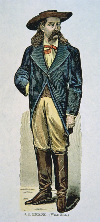 "Wild Bill" Hickok (1837-76) (värillinen puupiirros) tekijältä American School