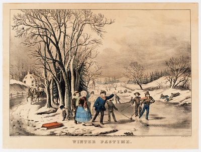Talviharrastus, 1800-10 (värilitografia) tekijältä American School