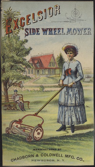 Nainen leikkaa ruohoa (chromolitho) tekijältä American School