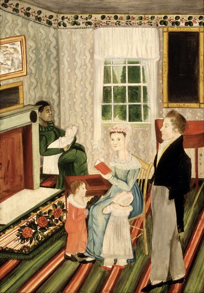 York, Pennsylvania Perhe ja neekeripalvelija, noin 1828 (öljy paneelille) tekijältä American School