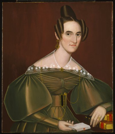 Jeannette Woolley, myöhemmin rouva John Vincent Storm, n. 1838 (öljy kankaalle) tekijältä Ammi Phillips