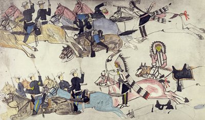 Majuri Marcus Renon komennon vetäytyminen (muste paperille) tekijältä Amos Bad Heart Buffalo
