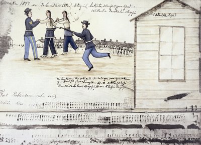 Crazy Horsen (n. 1842-77) kuolema vuonna 1877, Fort Robinson, Nebraska (muste paperille) tekijältä Amos Bad Heart Buffalo