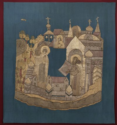Jumalanäidin ilmestyminen Pyhälle Kyril Belozerskilaiselle Simonovin luostarissa Podeassa, 16201635 tekijältä Ancient Russian Art