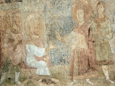 Pyhä Yrjö ennen keisari Diokletianusta tekijältä Ancient Russian frescos