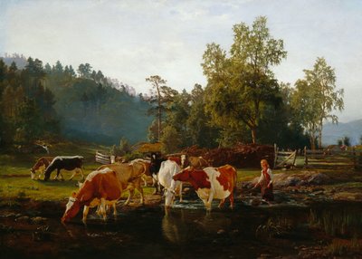 Lehmät joen rannalla tekijältä Anders Askevold