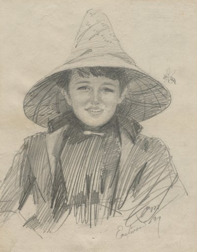 Ada Lymon Nainen suuressa hatussa, 1887. tekijältä Anders Leonard Zorn