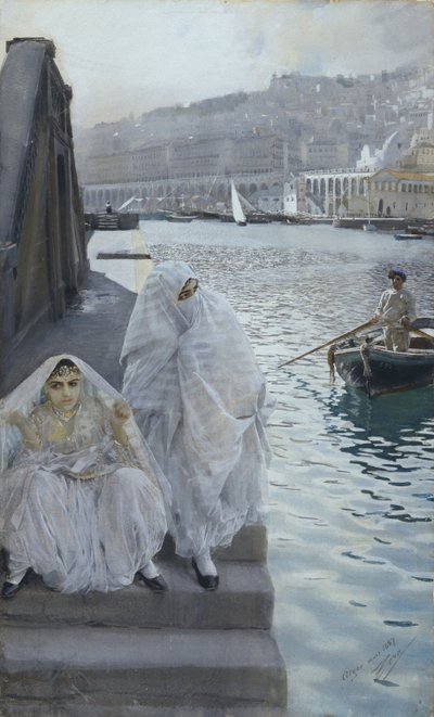 Algerin satamasta par Zorn, Anders Leonard (1860-1920). Akvarelli paperille, koko: 67x41 tekijältä Anders Leonard Zorn