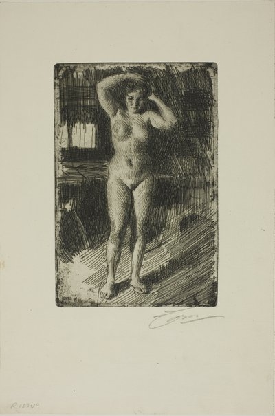 Anna hoitaa hiuksiaan tekijältä Anders Leonard Zorn