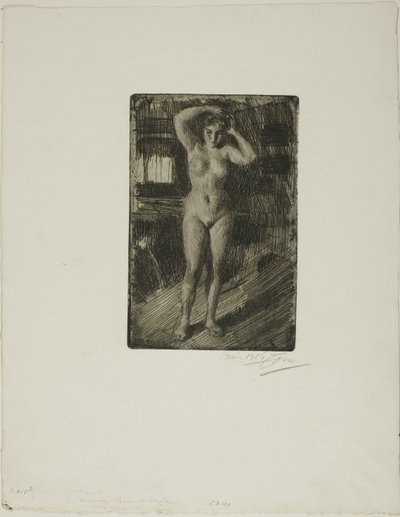Anna hoitaa hiuksiaan tekijältä Anders Leonard Zorn