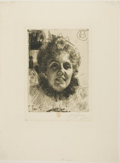 Aurore (rouva Aurore Klintberg, os Oxenstierna, johtaja) tekijältä Anders Leonard Zorn