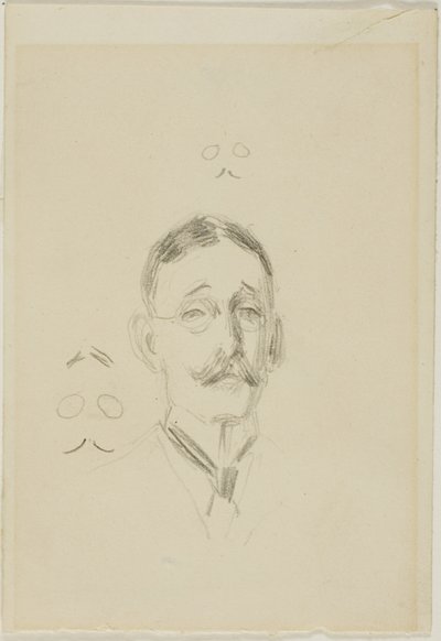 Lasipäisen miehen pää ja kaksi luonnosta tekijältä Anders Zorn