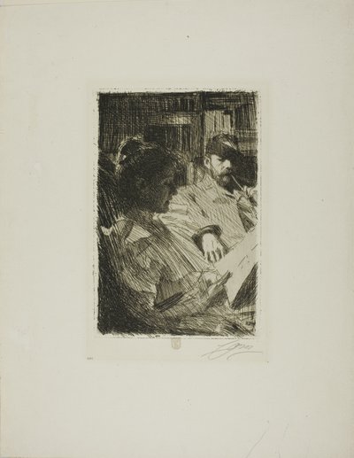 Lukeminen (hra ja rouva Ch. Deering) tekijältä Anders Leonard Zorn