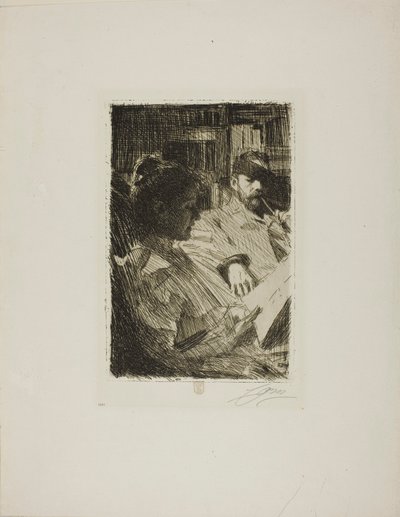 Lukeminen (hra ja rouva Ch. Deering) tekijältä Anders Zorn