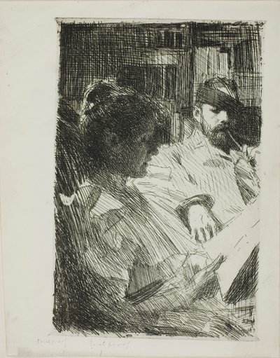 Lukeminen (hra ja rouva Ch. Deering) tekijältä Anders Zorn
