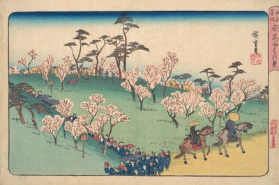 Asukayama kirsikankukkien katselu. tekijältä Ando Hiroshige