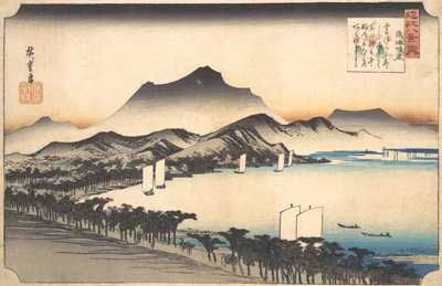 Selkeä sää Awazussa, 1800-luku. tekijältä Ando Hiroshige