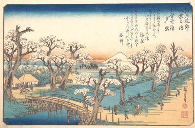 Iltavalo Koganein rajalla, 1800-luku. tekijältä Ando Hiroshige