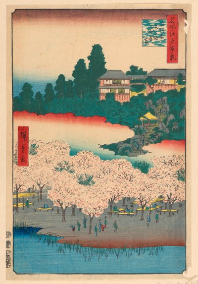 Kukkapaviljonki, Dango Hill, Sendagi (Sendagi, Dango-zaka Hana-yashiki) Sarjasta Sata kuuluisat näkymät Edoon tekijältä Ando Hiroshige