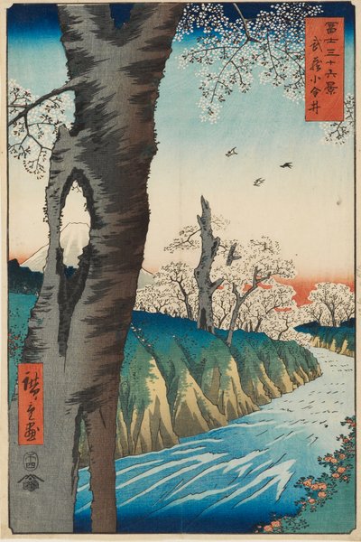 Koganei Musashin maakunnassa, suunniteltu 1858, julkaistu 1858-1859 tekijältä Ando Hiroshige