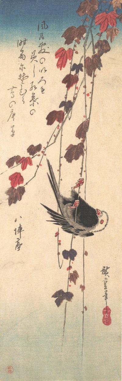 Pitkähäntätiainen Autumn Ivy, n. 1835, n. 1835. tekijältä Ando Hiroshige
