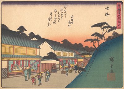 Narumi, sarjasta The Fifty-three Stations of the Tokaido Road, alku..., 1900-luvun alku. tekijältä Ando Hiroshige