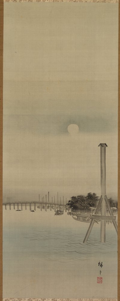 Yökohtaus Sumida-joella, 1800-luku. tekijältä Ando Hiroshige