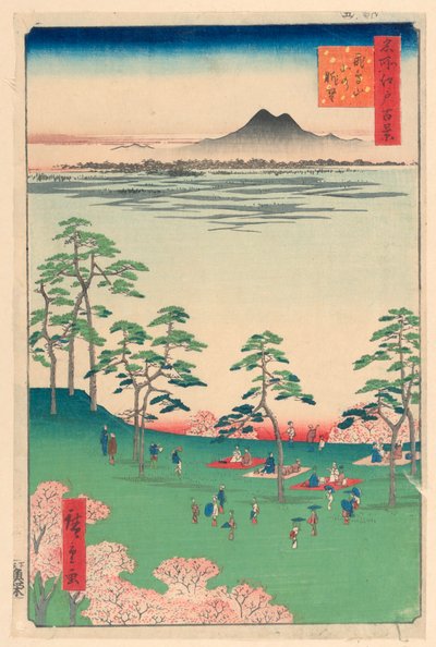 Näkymä pohjoiseen Asuka-kukkulalta (Asuka-yama Kita no Chobo) Sarjasta Sata kuuluisaa näköalaa Edoon tekijältä Ando Hiroshige
