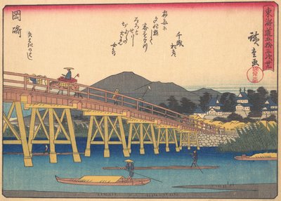 Okazaki, sarjasta The Fifty-three Stations of the Tokaido Road, alku..., 1900-luvun alku. tekijältä Ando Hiroshige