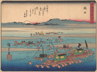 Shimada, sarjasta The Fifty-three Stations of the Tokaido Road, 1900-luvun alku. tekijältä Ando Hiroshige