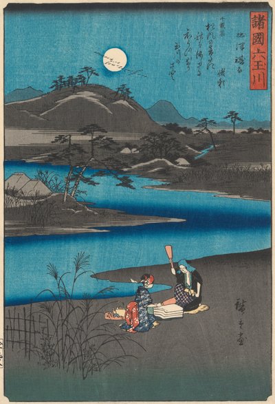 Kuusi jalokivijokea eri maakunnista Shokoku Mu-Tamagawa, 1857, 1857. tekijältä Ando Hiroshige