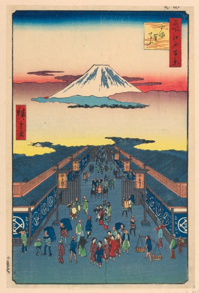 Suruga Street (Suruga-cho) Sarjasta Sata Kuuluisia näkymiä Edoon tekijältä Ando Hiroshige