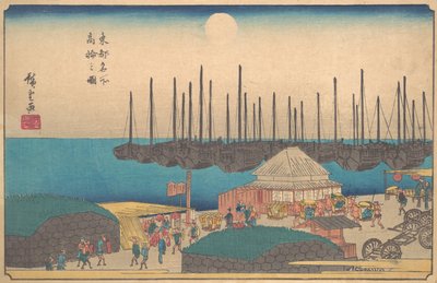 Piirustus Takanawasta, ? 1841. , hyttynen. 1841. tekijältä Ando Hiroshige