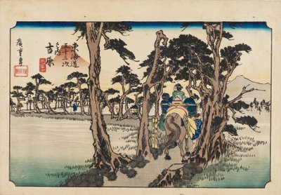 Oh DBock p Hayashi - Yoshiwara lähti Fujista, 19. rivi Tsury. tekijältä Ando Hiroshige