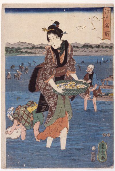 (Suuri kahlaava naishahmo) tekijältä Ando or Utagawa Hiroshige