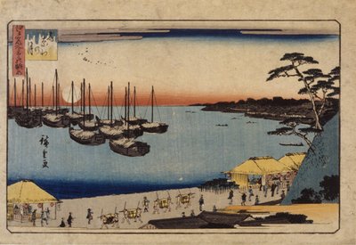 (Purjeveneet satamassa) tekijältä Ando or Utagawa Hiroshige