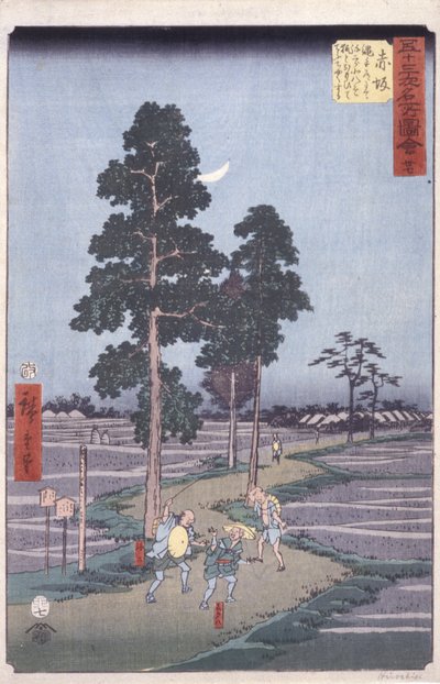 Akasaka (värillinen puupainatus) tekijältä Ando or Utagawa Hiroshige