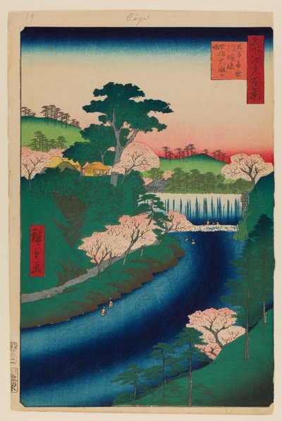 Otonashi-joen pato Ojin kohdalla tekijältä Ando or Utagawa Hiroshige