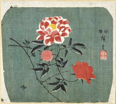 Viuhkakuvio: ruusu tekijältä Ando or Utagawa Hiroshige