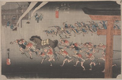 Festivaali Atsuta-pyhäkössä tekijältä Ando or Utagawa Hiroshige