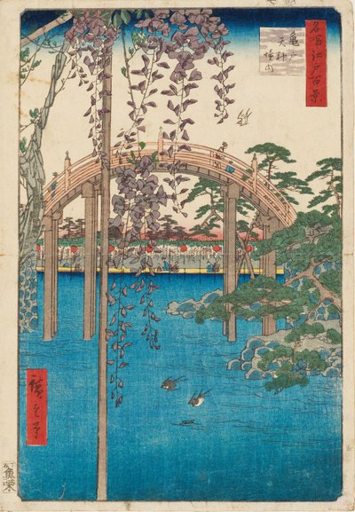 Tekijä Kameido Tenjin Shlinessa tekijältä Ando or Utagawa Hiroshige