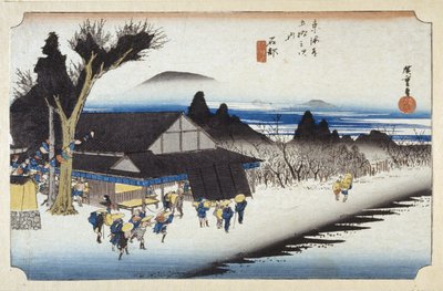 Ishibe (värillinen puupainatus) tekijältä Ando or Utagawa Hiroshige